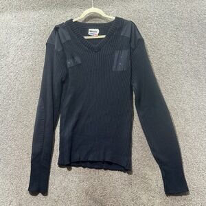 Blauer Commando V-Neck Sweater Men XL Made in USA  Mens  Blue Wool Blend Ribbed